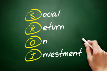 SROI - Social Return On Investment acronym, business concept background.