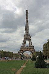 Eiffel tower in Paris seen from the Champ de Mars