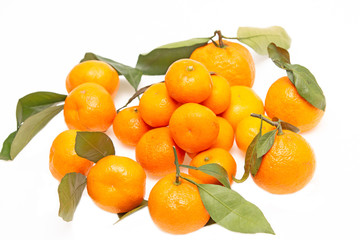 fresh tangerines on a white background