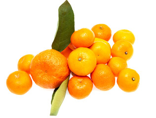 fresh tangerines on a white background