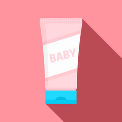 Baby cream tube icon. Flat illustration of baby cream tube vector icon for web design