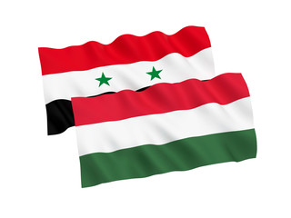 Flags of Hungary and Syria on a white background