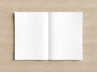 White open magazine mockup on wooden 3D rendering