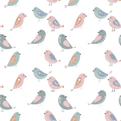 Seamless pattern with birds. Flat pastel birds seamless pattern. Vector seamless pattern with birds