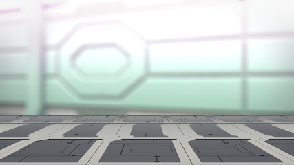 steel table on a spaceship, sci-fi Background - can used for display or montage your products 3d render