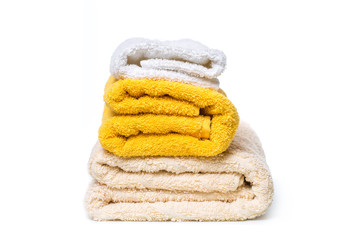 stack of towels isolated on white background.