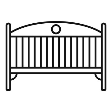 recommend clip art: Baby crib icon. Outline baby crib vector icon for web design isolated on white background