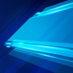 Obraz premium Abstract technology geometric blue color shiny motion background.