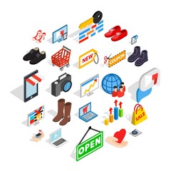 Smart advertising icons set. Isometric set of 25 smart advertising vector icons for web isolated on white background