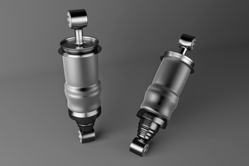 3D rendering. Trucks Cabin Shock Absorber, New auto parts, spare parts Cabinedemper. Spare parts for shop, aftermarket OEM for cargo car.