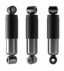 3D rendering. Trucks Cabin Shock Absorber, New auto parts, spare parts Cabinedemper. Spare parts for shop, aftermarket OEM for cargo car.