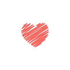 Grunge striped heart illustration, icon for Valentines Day, wedding design.