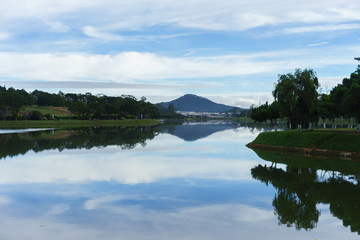 lake at the city landscape