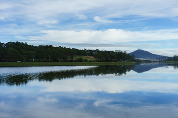 lake at the city landscape