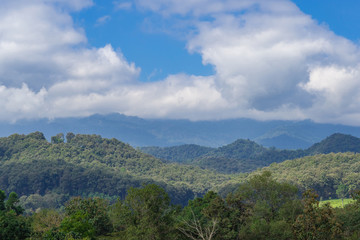 Scenic view landscape of mountains in Northern Thailand.
