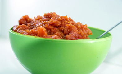 Gajar ka halwa is a carrot-based sweet dessert pudding from India