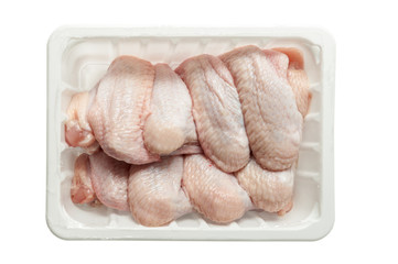 chicken wings in plastic box isolated