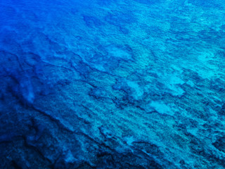 Aerial view of the shallow area with coral reefs. Oahu, Hawaii