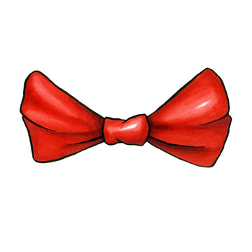 recommend clip art: Ribbon knot handdrawn raster illustration. Realistic red gift bow drawing. Bowknot clipart. Cartoon bow-tie. Isolated color hairpin. Doodle hair accessory. Banner, poster, greeting card design element