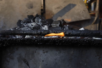 Charcoal fire.