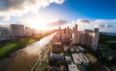 City of Honolulu at sunny day. Hawaii, USA