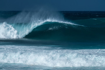 Perfectly shaped surfing wave - Banzai Pipline. The North Shore of Oahu, Hawaii