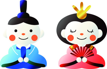 Japanese cute Gradation Hina dolls