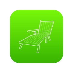 Beach chaise lounge icon green vector isolated on white background