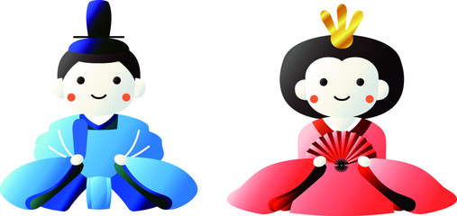 Japanese cute Gradation Hina dolls