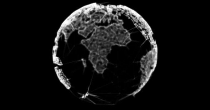 Spinning Polygonal Planet Earh Globe 3D Rendered 4k Animation Video. 