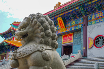 lion statue in chinese temple