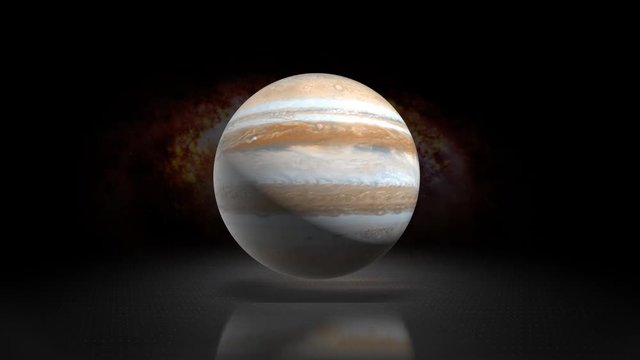 The planet Jupiter in the solar system on the background of the Galaxy 129.
