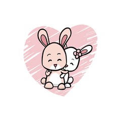 Lovely couple rabbit background illustration
