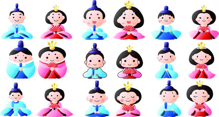 Japanese Gradation Hina dolls set