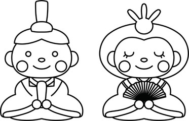 Japanese Hina dolls outline