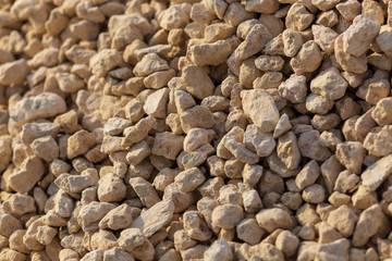White gravel on a construction site as an abstract background