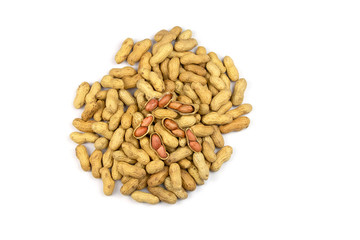 Peanut closeup isolated on white background
