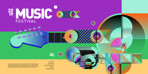 Vector Colorful Music Festival for Event Banner and Poster. Colorful Geometric Abstract Background Template in Eps10.