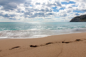 footprints on the beach