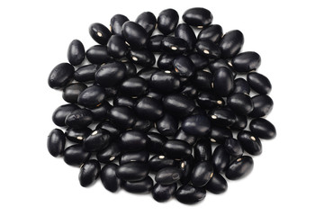 black kidney beans isolated on white background. top view