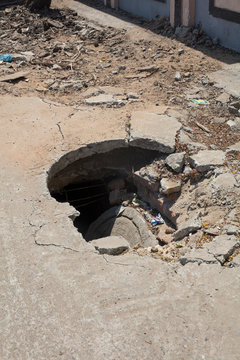 A Destroyed Road In India.