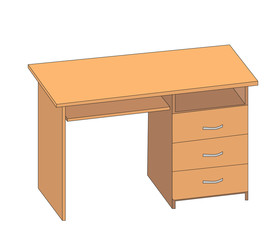 vector, isolated computer desk, on white background