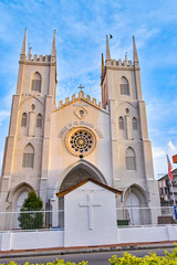 Fototapeta na wymiar Church of St. Francis Xavier in Melaka, Malaysia