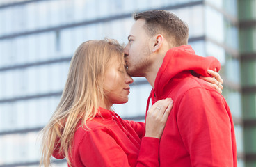 Young couple in love outdoor.Stunning sensual outdoor portrait of young stylish fashion couple. 