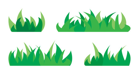 Set of silhouettes of green grass.