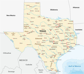 Fototapeta premium Vector Map of the U.S. state of Texas