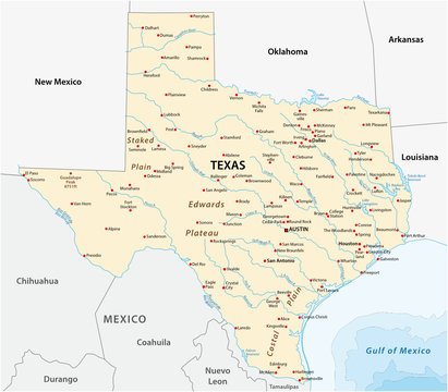 Vector Map Of The U.S. State Of Texas