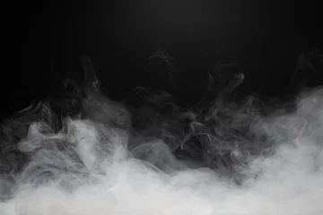 Fotobehang dichte rook op zwarte achtergrond © nikkytok