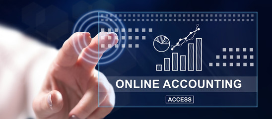 Woman touching an online accounting concept