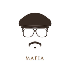 Mafioso portrait isolated on white background. Vector illustration.